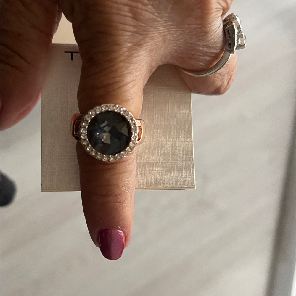 Elegant Silver and Black Stone Ring Badgley Michka